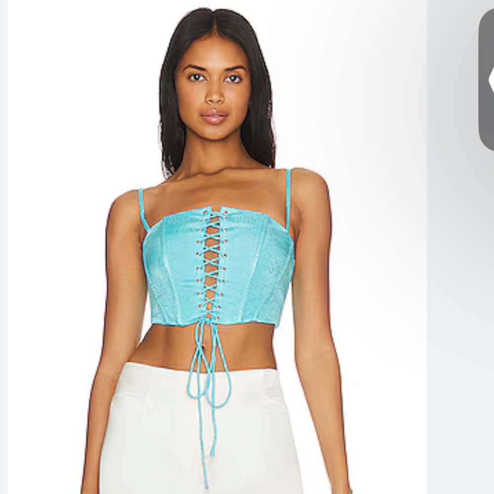💥💥Clearance!!💥💥 Never Worn Camilla Cohelo Bright Blue Lace-Up Natal Crop Top